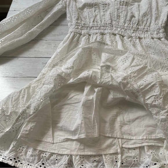 Guess Eyelet White Dress Women XL midi long sleeve modest granny core cottage - Picture 9 of 13